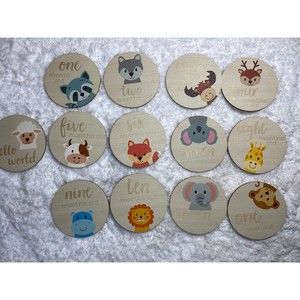 Baby Animal Milestone Discs, Baby Age Milestone Marker Keepsake & Photo